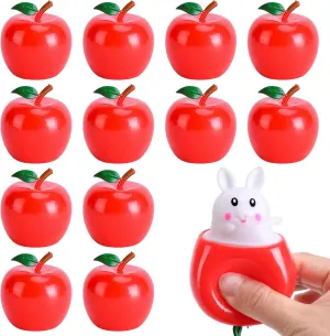 Fidget Sensory Balls for Stress Relief Back to School Party Favors Classroom Rewards RunNico 12 Pack Squishy Apple Pop-Up Rabbit Toy, Apple Shape Squeeze Toys, Stretchy Cute feather fiddler Rabbit 