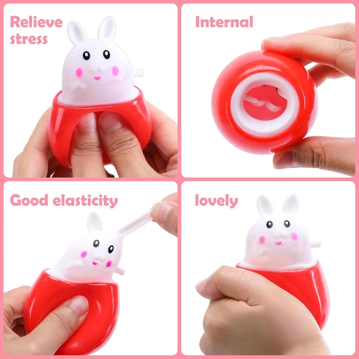 Fidget Sensory Balls for Stress Relief Back to School Party Favors Classroom Rewards RunNico 12 Pack Squishy Apple Pop-Up Rabbit Toy, Apple Shape Squeeze Toys, Stretchy Cute feather fiddler Rabbit 