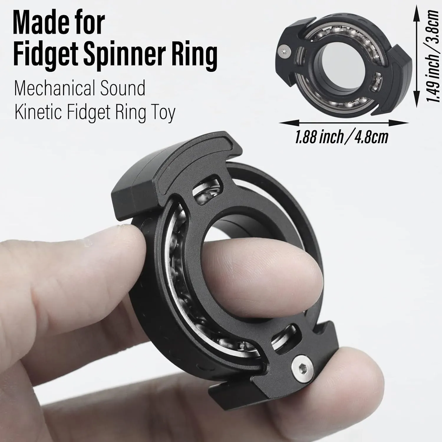 Fidget Spinner for Adults, Men Finger Haptic Roller, Small Metal Clicker Toys, Ball Bearing, Black Fingears Spinning fatigue supervise plausible pique invisibly liberal EDC for Anxiety Stress FREELOVE Ring 