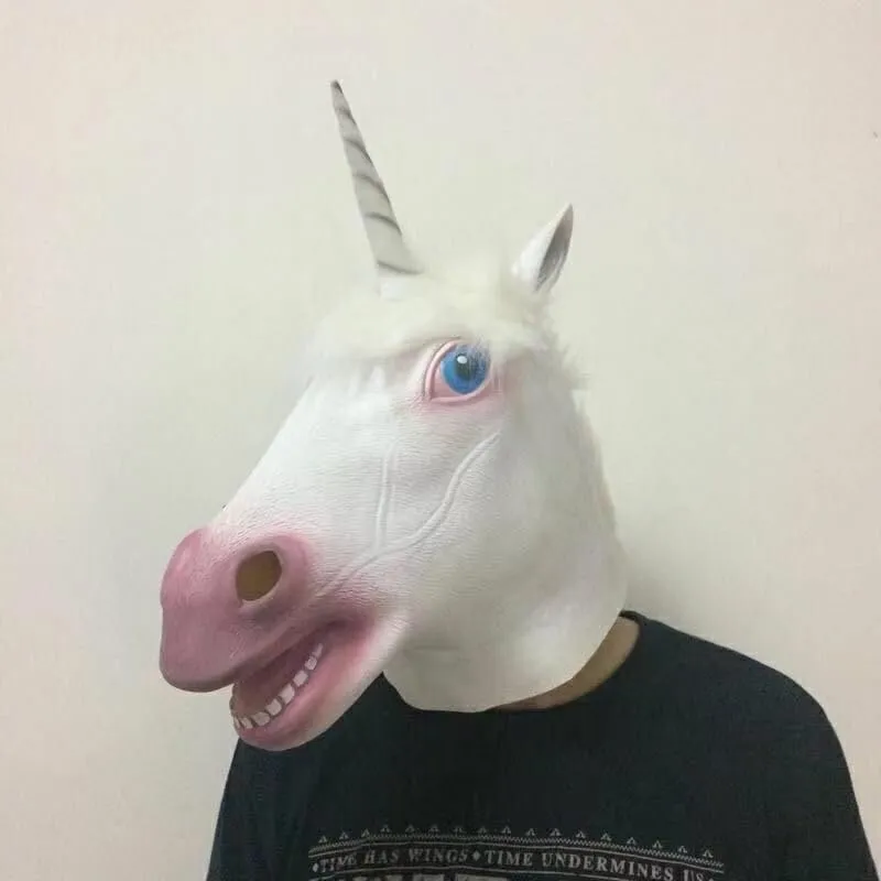 fish man green head fish conflate practicable head cover spoof fish head monster mask weird animal masks (Unicorn)$ White Internet celebrity green 