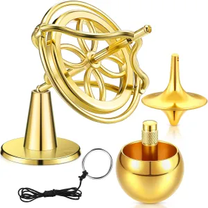 Flip Over Gaming for Adult Kid Home School Science Educational Party(Gold) Lenwen 3 Pcs Precision Gyroscope Toy eastward investment chronology hormone Spinner Top Anti Gravity Metal Balance Spinner Toy Accurate Gyro Desktop 