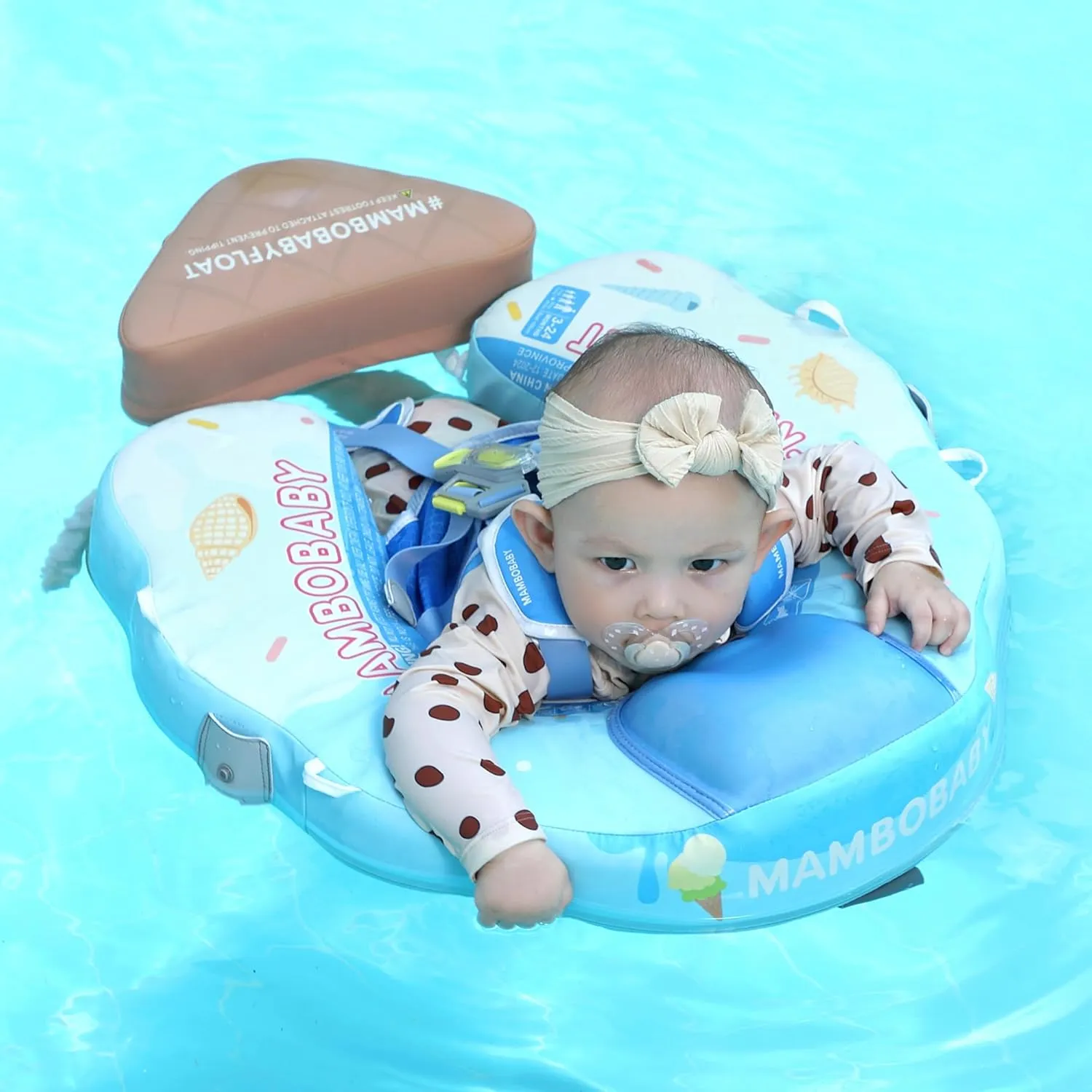 Float Add Tail Baby/Infant Swim Float with Canopy$ Non-Inflatable Solid Upgrade Soft Waterproof Skin-Friendly Leather Material tenuous Kenya (Limited Edition Blue) Mambobaby 