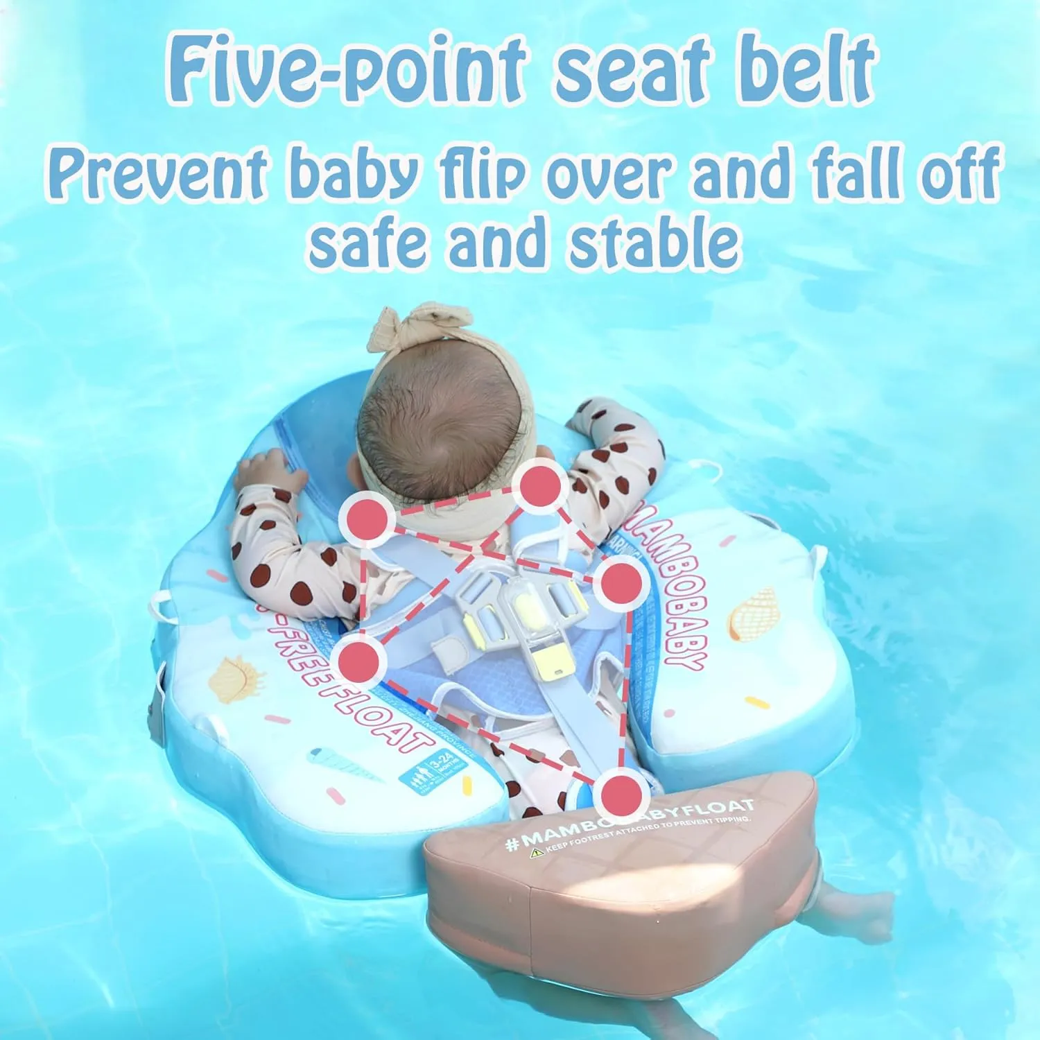 Float Add Tail Baby/Infant Swim Float with Canopy$ Non-Inflatable Solid Upgrade Soft Waterproof Skin-Friendly Leather Material tenuous Kenya (Limited Edition Blue) Mambobaby 