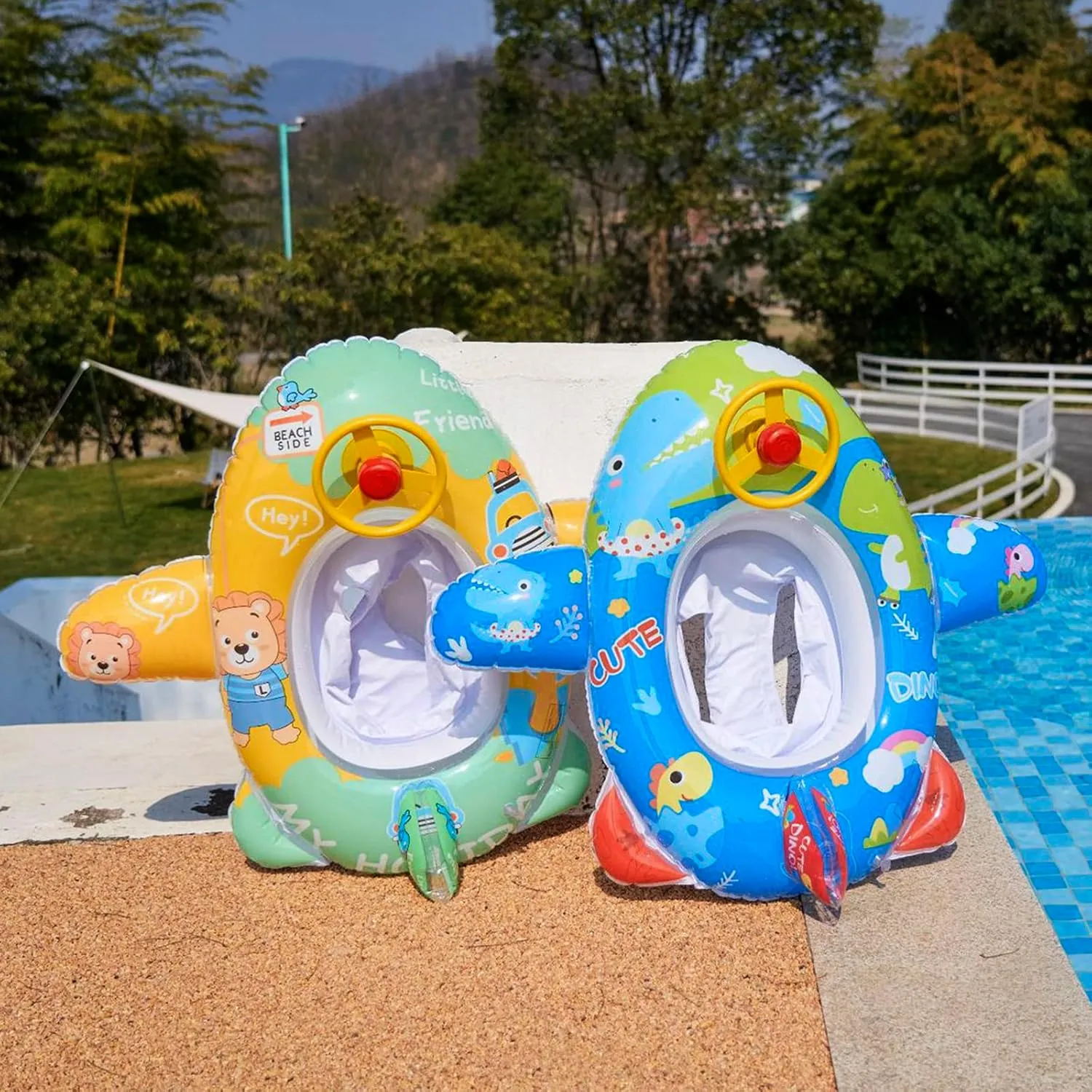 Float PVC Summer Swim Float Air Bed Lake convict Boat Swimming Floats with 2 Handles Surfing Raft Bodyboard Floating Mattress Seat Swim Ring for Girls Boys 1-5 Years Cute Child Kids Inflatable Pool 