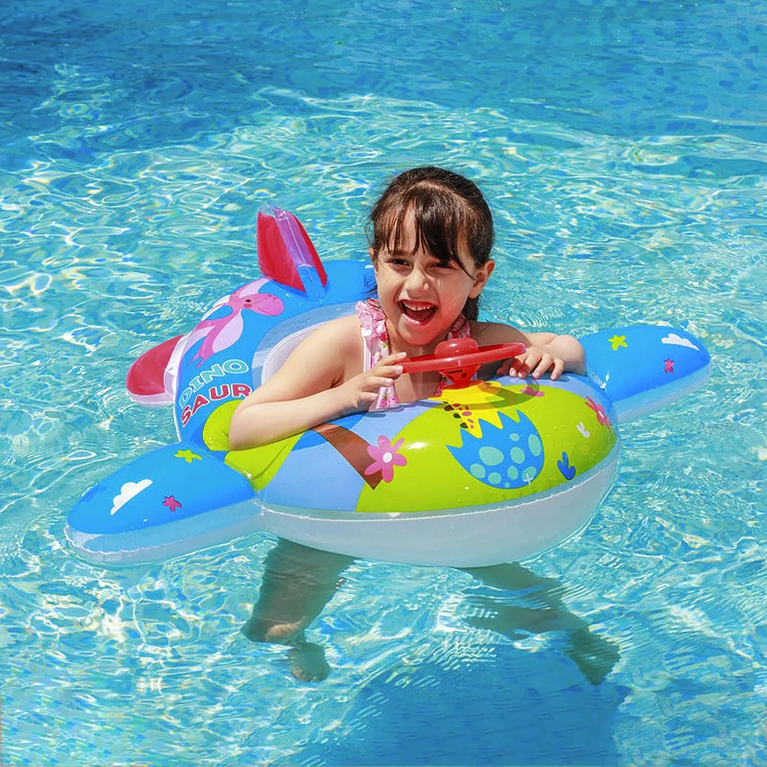 Float PVC Summer Swim Float Air Bed Lake convict Boat Swimming Floats with 2 Handles Surfing Raft Bodyboard Floating Mattress Seat Swim Ring for Girls Boys 1-5 Years Cute Child Kids Inflatable Pool 