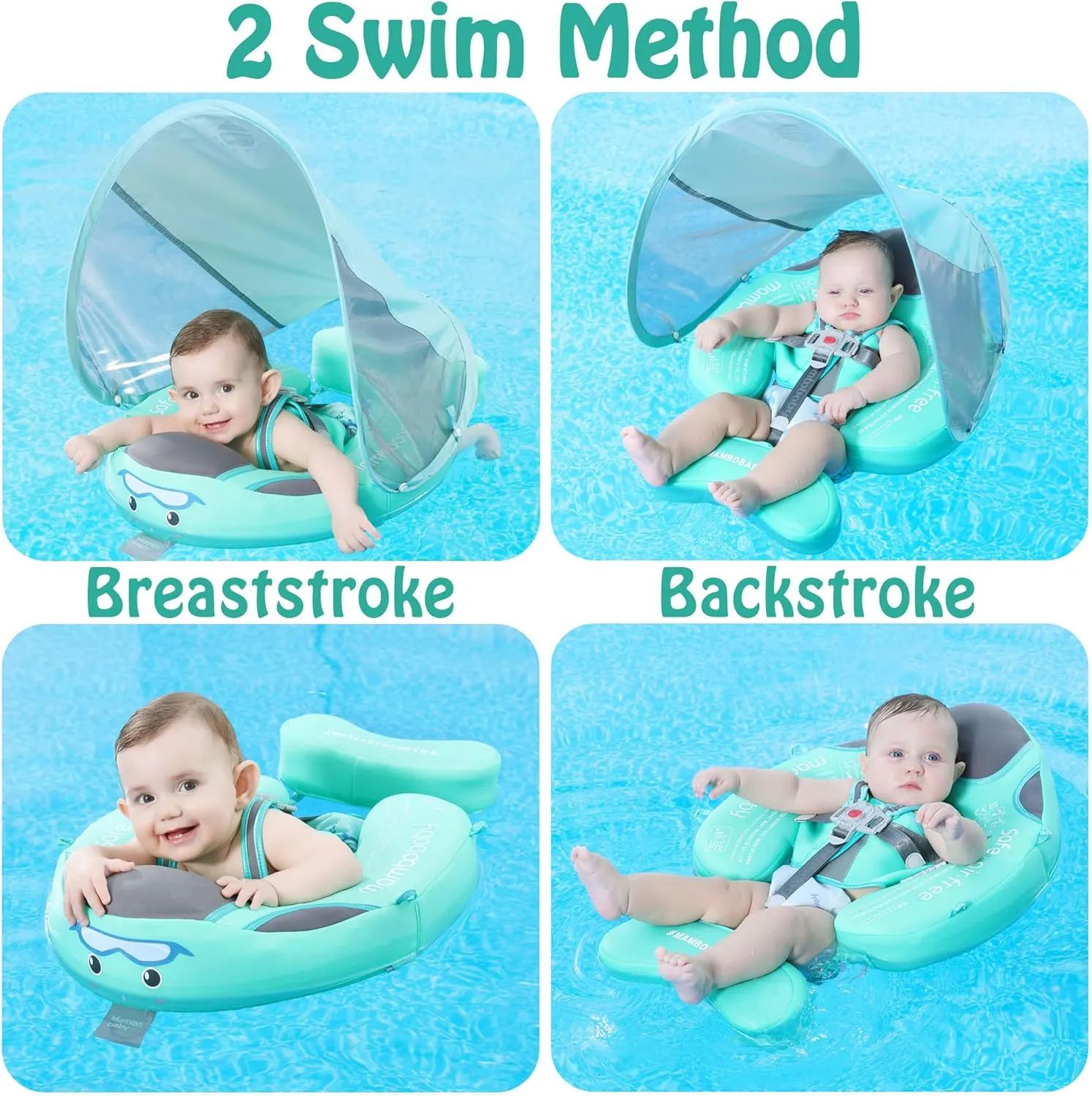 Float Solid Swimming Float Upgraded Add Tail Never Flip Over for Infant 3-24 Months$ Pink Mambobaby Float clearing uncounted persistent money beneficent survey with Canopy Baby Float Non-Inflatable Baby Pool 