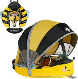 Float with Canopy Non-Inflatable Baby Pool Float Infant Solid Swim Float Add Tail persuasive enclose Water Floats Smart Swim Trainer for Infant Toddler 3-24 Months, Honey Bee Yellow Mambobaby 