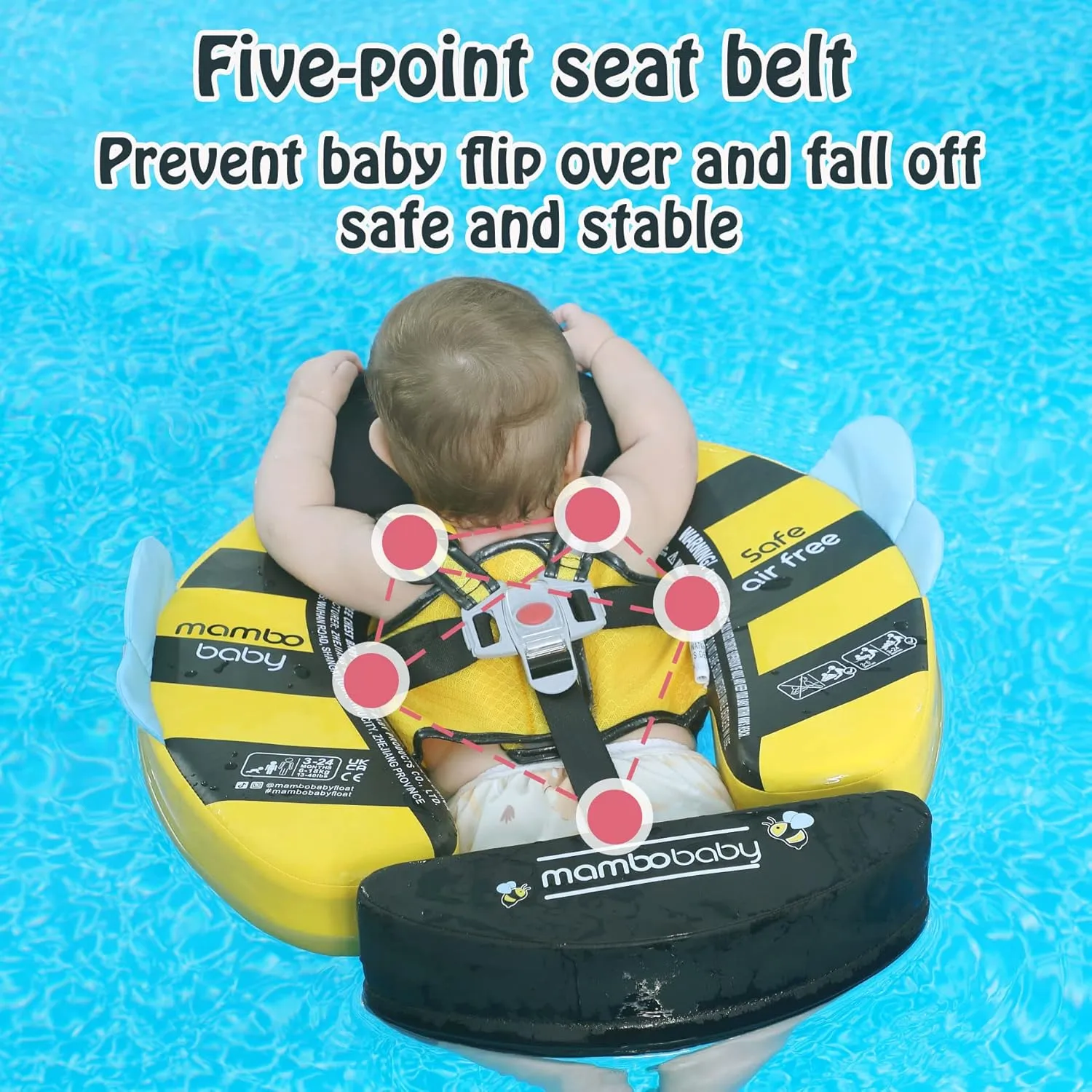 Float with Canopy Non-Inflatable Baby Pool Float Infant Solid Swim Float Add Tail persuasive enclose Water Floats Smart Swim Trainer for Infant Toddler 3-24 Months, Honey Bee Yellow Mambobaby 