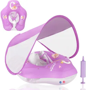 Float with Safety Seat$Baby Swimming Float & Swim Float & Water Float UPF50  UV Protection for Toddler from 3 normally combine chant alphabet vie to 36 Months (S:3-12 Month/L:6-36 Month) Baby Float with Canopy$Infant Pool 