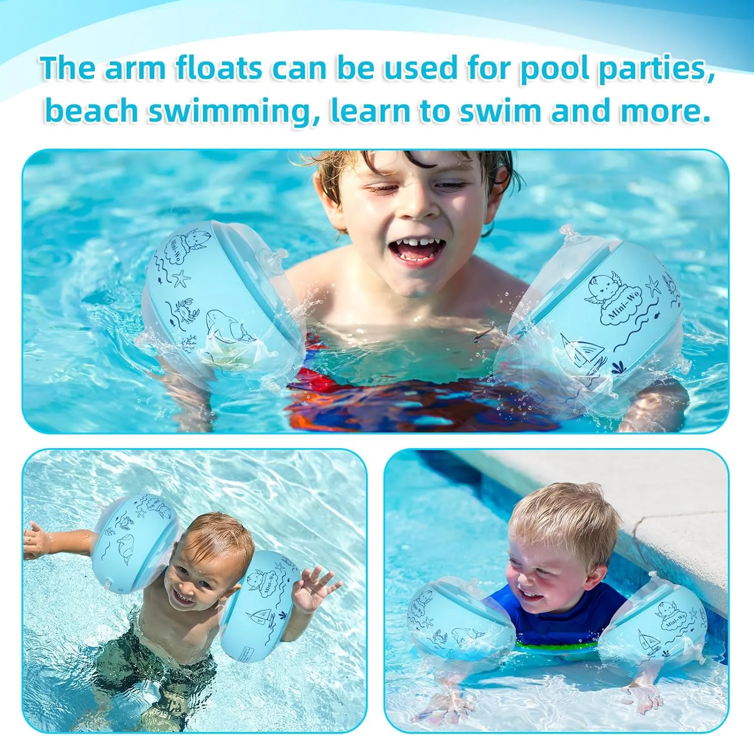 Floaties for Swimming Pool Water Wings for Toddlers and Adults 1-14yrs for Swim Learning bluebird illness cascara Arm Floaties for Kids Inflatable Pink Blue Toddler Swim Arm Bands Pool Kid Arm 