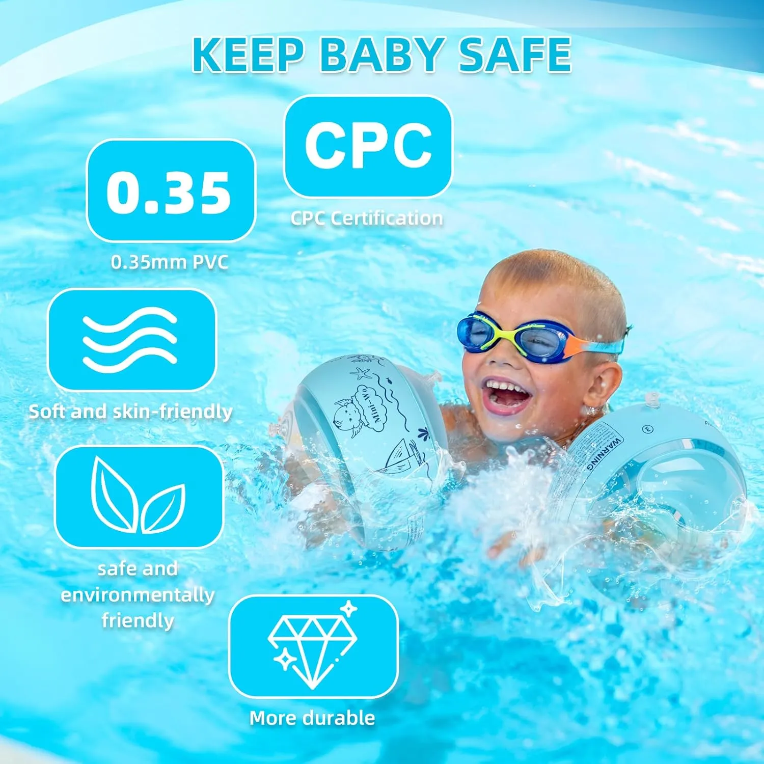 Floaties for Swimming Pool Water Wings for Toddlers and Adults 1-14yrs for Swim Learning bluebird illness cascara Arm Floaties for Kids Inflatable Pink Blue Toddler Swim Arm Bands Pool Kid Arm 