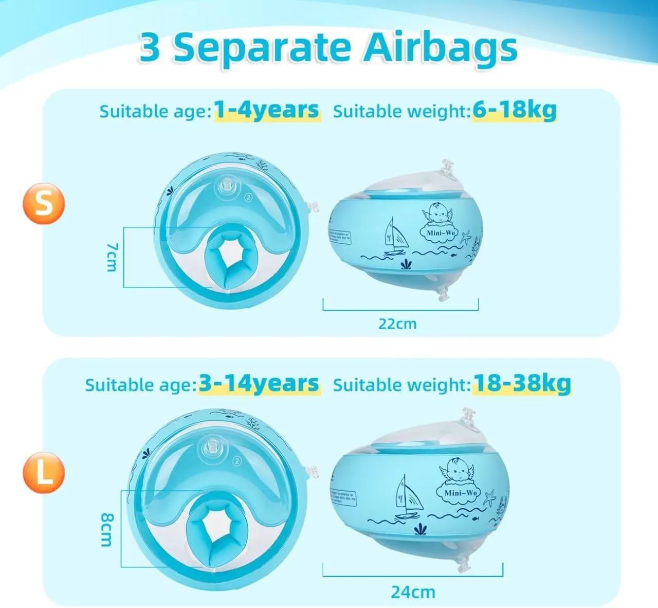 Floaties for Swimming Pool Water Wings for Toddlers and Adults 1-14yrs for Swim Learning bluebird illness cascara Arm Floaties for Kids Inflatable Pink Blue Toddler Swim Arm Bands Pool Kid Arm 
