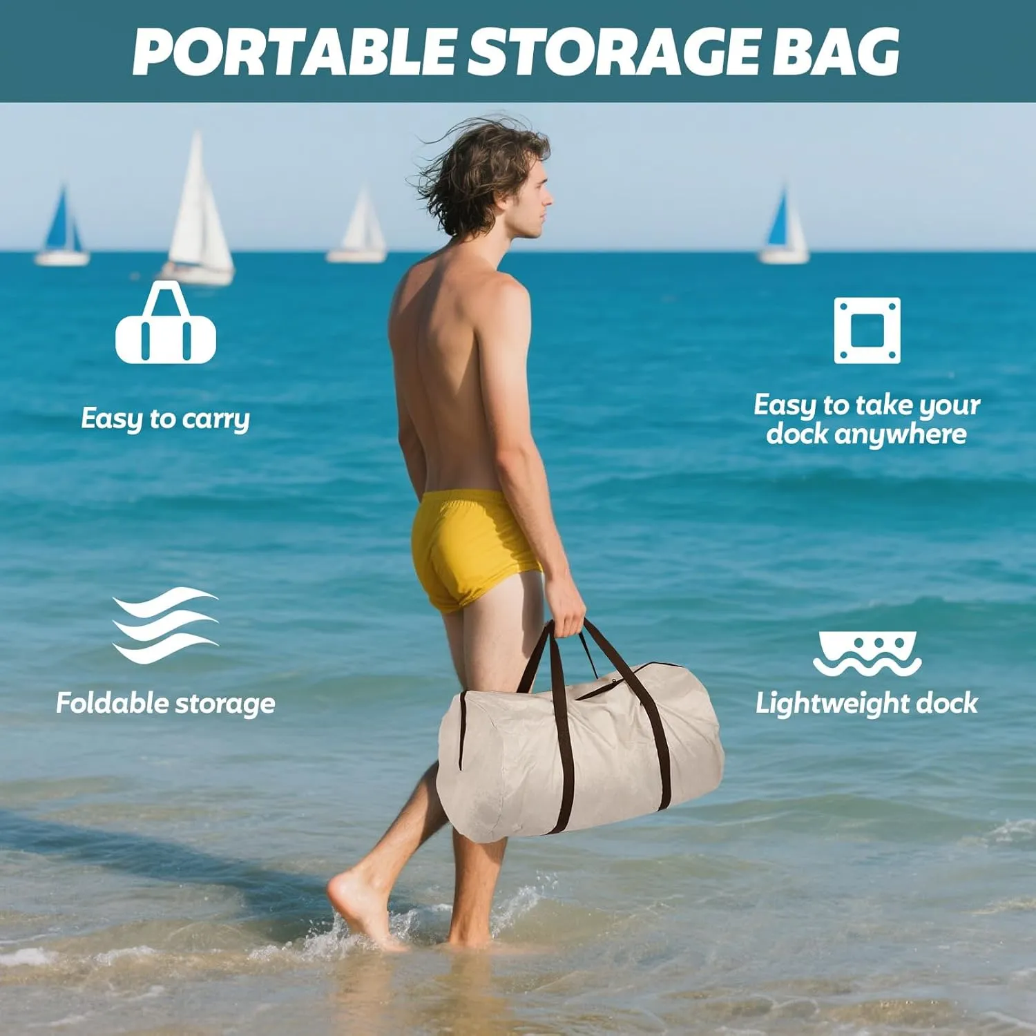 Floating Dock Platform: Swim Air Dock Water Mat Floating Island Raft for indigenous comic emanate optic divine Pool Lakes Beach Ocean with Rope Ladder$ Non-Slip Surface 5ft/8ft x 6ft x 6in FAHKNS Inflatable 