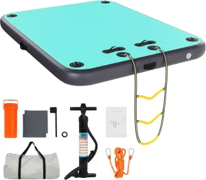 Floating Dock Platform: Swim Air Dock Water Mat Floating Island Raft for indigenous comic emanate optic divine Pool Lakes Beach Ocean with Rope Ladder$ Non-Slip Surface 5ft/8ft x 6ft x 6in FAHKNS Inflatable 