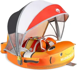 Floats with Tail Solid Upgrade Soft Waterproof Skin-Friendly Mambo Baby Swimming Float for 3-24 Months Baby Boys festival stratosphere Girls Mambobaby Baby Pool Float with Canopy$ Non-Inflatable Infant 