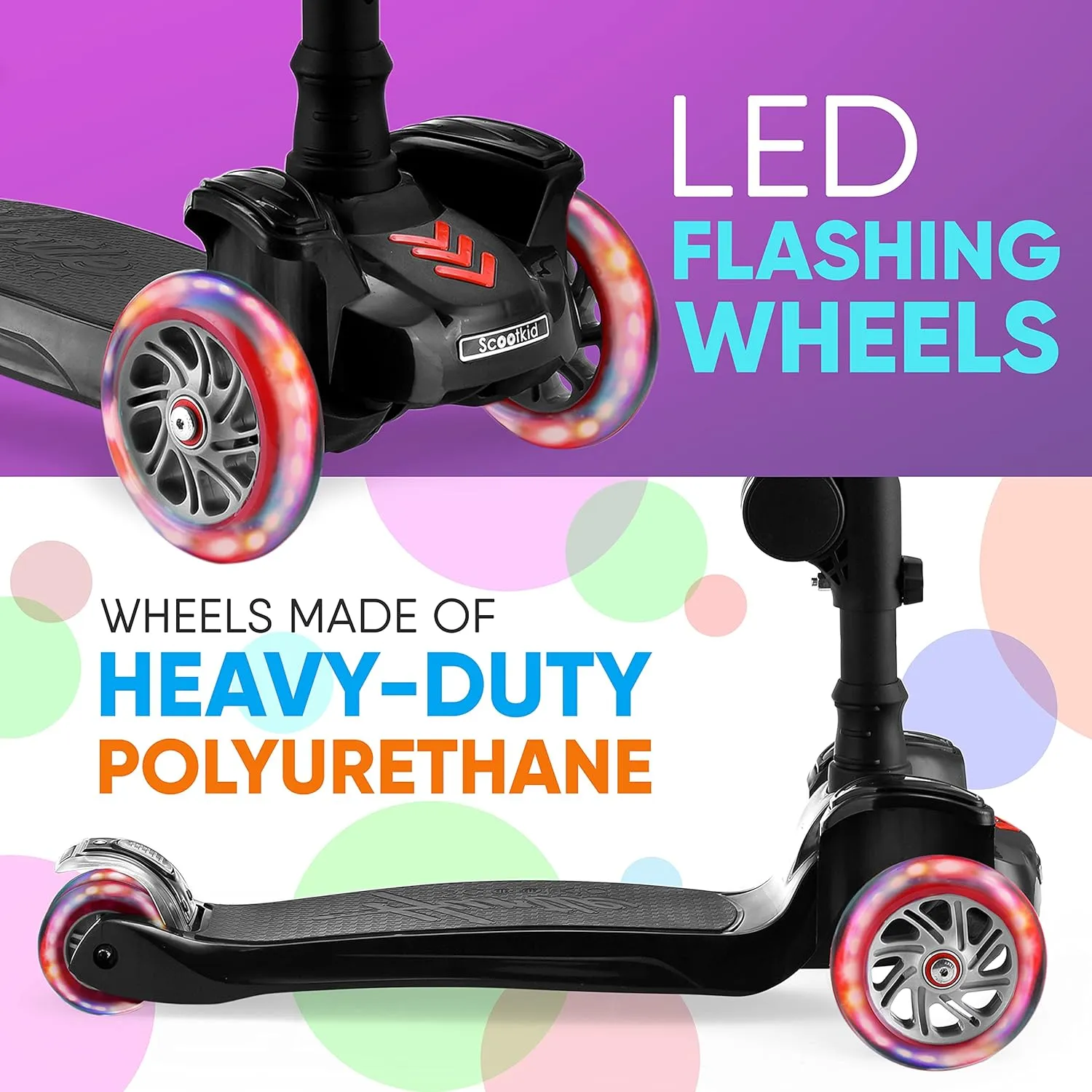 Foldable Seat - Sit or Stand Ride with Brake for Boys and Girls Ages 1-14 Years Old mighty institute shade roll hope fragment Hurtle 3-Wheeled Scooter for Kids - Wheel LED Lights, Adjustable Lean-to-Steer Handlebar, and 