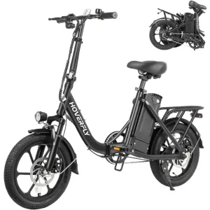 Folding Electric Bike, 25 Miles (Pedal-Assist) by 280.8Wh Battery, Max Speed 15.5Mph Power by Peak 500W