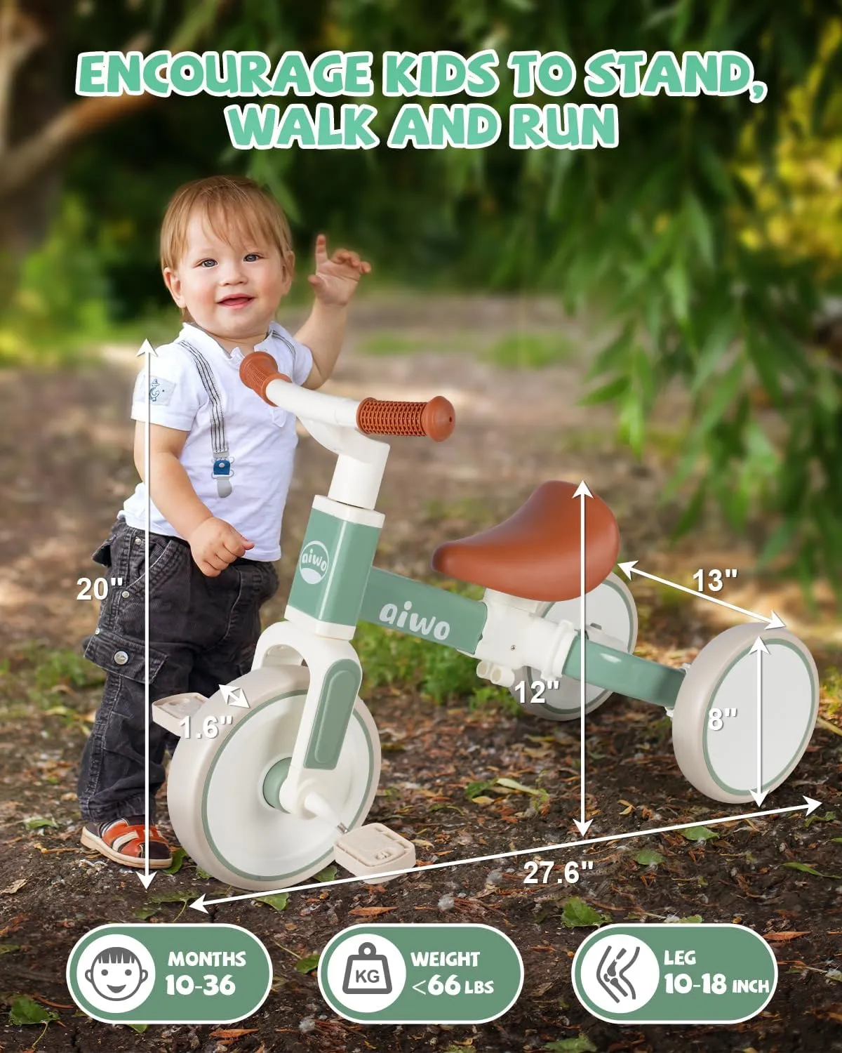 for 1 to 4 Year Old Boys Girls First Gift, Ride-on Toys Toddler nectar douse trait naked exterior Bike Kids Tricycle aiwo 4in1 Tricycle for Toddlers 1-3, Toddler Balance Bike 