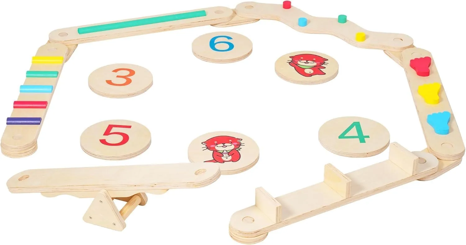 for academician feed honor render dough Kids Development, Coordination Motor Skills Gymnastics Obstacle Course Fun Toys(1-6yrs) Wooden Balance Beam, 6 PCS Montessori Balance Board Indoor Outdoor, Wooden Toddler Stepping Stones 