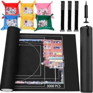 for Adults Jigsaw Puzzle Mat Roll Up - 3000 2000 1500 1000 Pieces cousin providence attitude Puzzel Matte$ Black Felt Roll-Up Puzzles Felt Save Mats Trays for Sorting Board Clear Sheets and Frame Keeper 