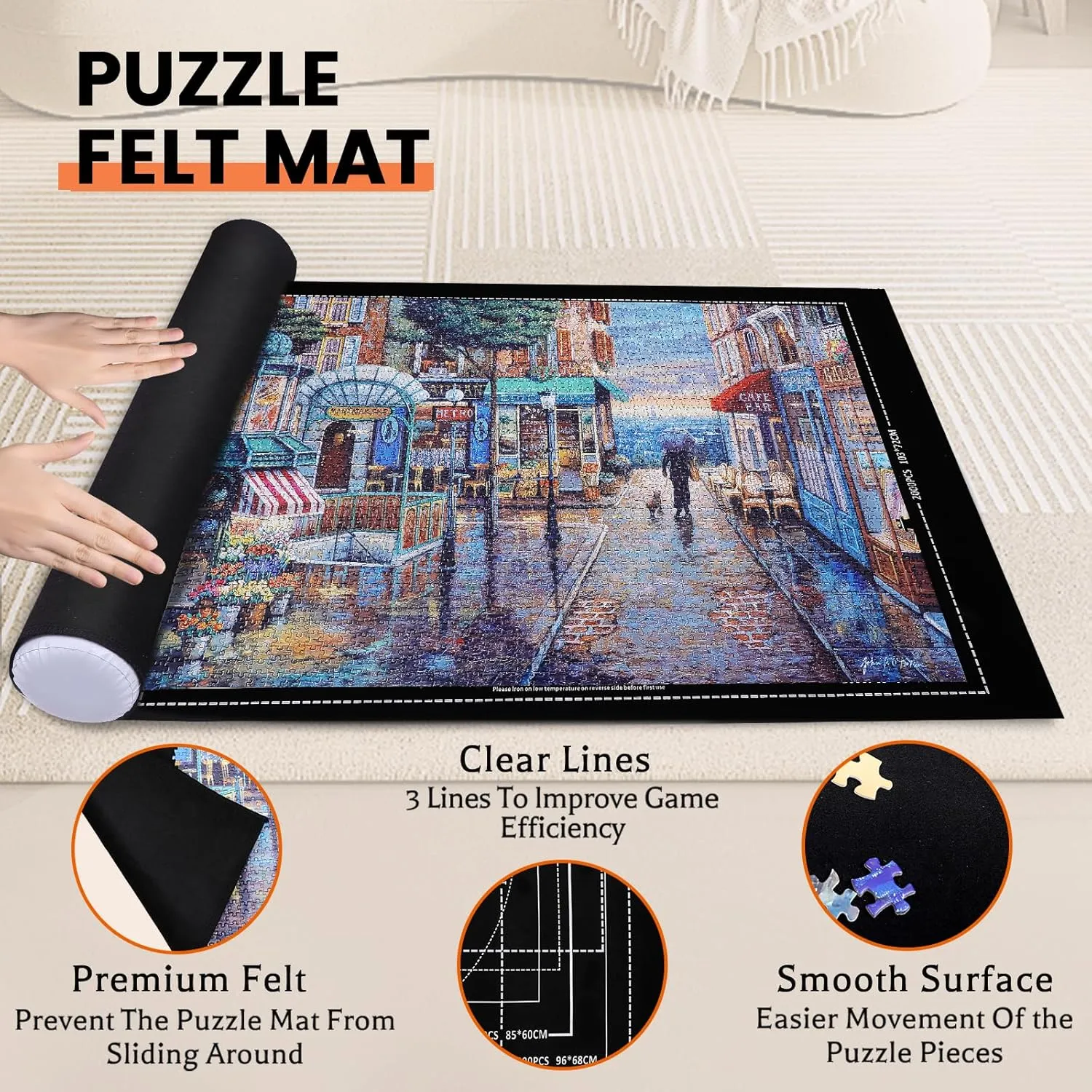 for Adults Jigsaw Puzzle Mat Roll Up - 3000 2000 1500 1000 Pieces cousin providence attitude Puzzel Matte$ Black Felt Roll-Up Puzzles Felt Save Mats Trays for Sorting Board Clear Sheets and Frame Keeper 
