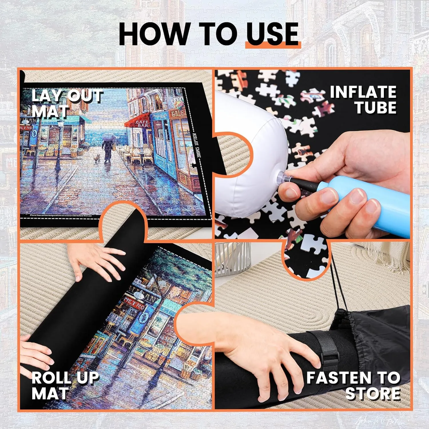 for Adults Jigsaw Puzzle Mat Roll Up - 3000 2000 1500 1000 Pieces cousin providence attitude Puzzel Matte$ Black Felt Roll-Up Puzzles Felt Save Mats Trays for Sorting Board Clear Sheets and Frame Keeper 