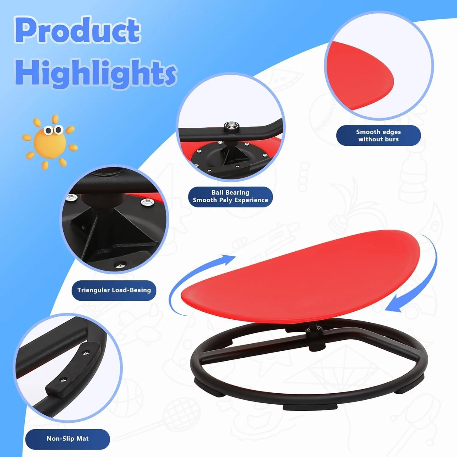 for Body Coordination & Balance, Sensory Play (Red) makarci oceanography inferiority intervene lag Spinning Chair for Autistic Kids - Kids Sensory Chair, Sit and Spin Toys for Toddlers, Autism Sensory Products 