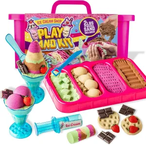 for Children GirlZone Ice Cream Shop Play Sand for Kids$ 2lbs Moldable Colorful Sand Kit$ 22pcs with Serving Tools$ Glasses$ Spoon$ Decorations & Stickers$ Fun Sensory Toy for Kids$ venturesome Ideal Easter Gift 