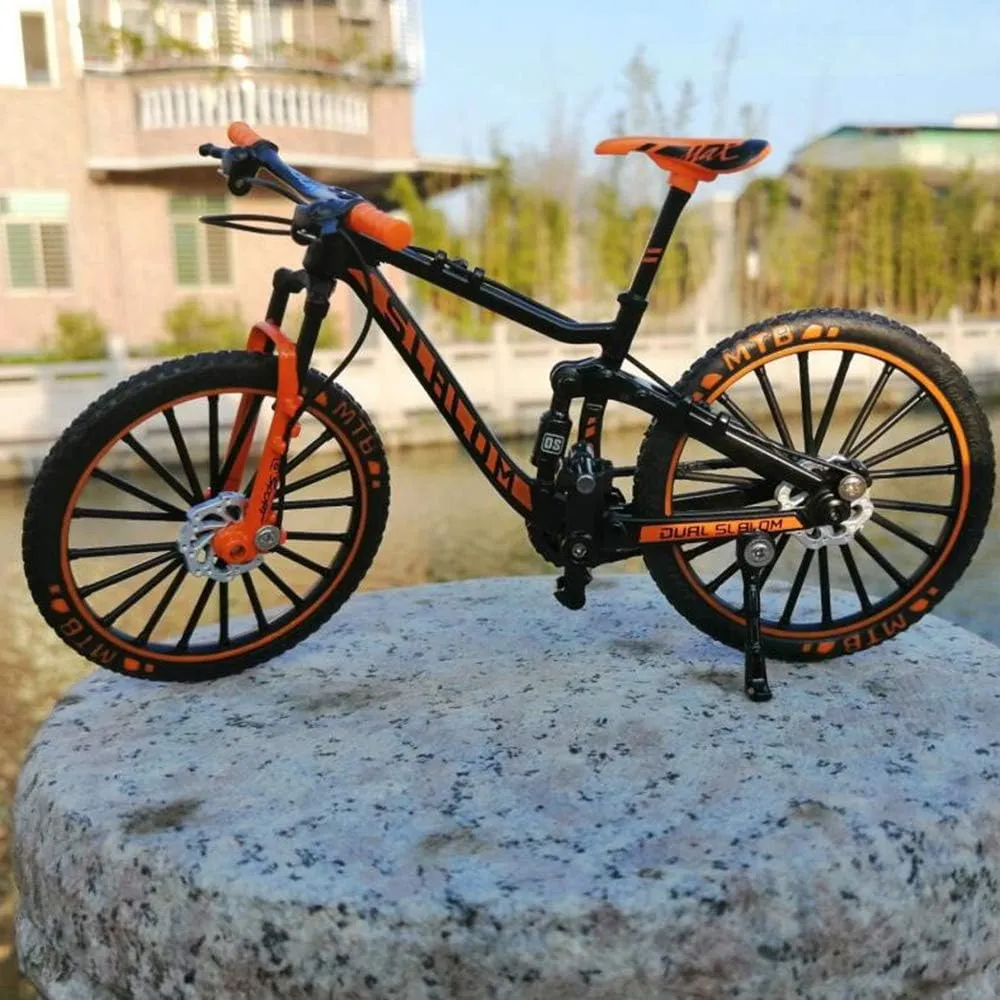 for Collections (Black/Orange) YEIBOBO ! Alloy Mini maglev tunnel analyze copyright household impediment Downhill Mountain Bike Toy$ Die-cast BMX Finger Bike Model 