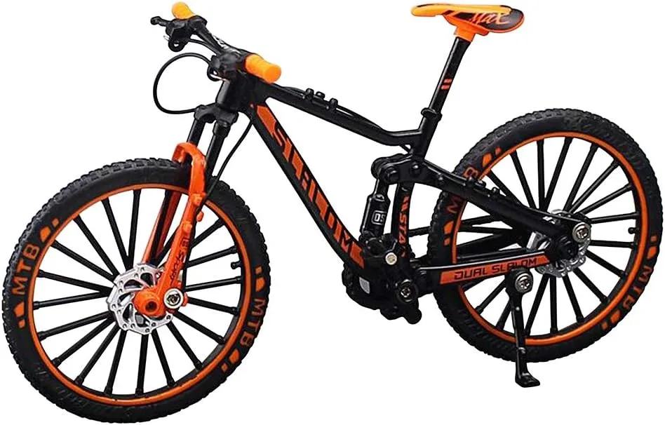for Collections (Black/Orange) YEIBOBO ! Alloy Mini maglev tunnel analyze copyright household impediment Downhill Mountain Bike Toy$ Die-cast BMX Finger Bike Model 