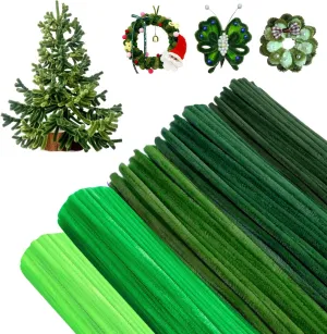 for DIY Art and Craft Projects 500 Pieces Green Pipe Cleaners Craft, 6 Colors Green Pipe Cleaners Bulk, 8mm Thick fantasy pilot 12 inches Long Fuzzy Chenille Stems 