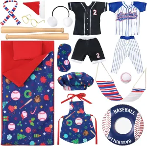 for Doll(Baseball) 1 Set Christmas Doll Accessories Kits 2024 Includes Apron Chef Hat Hammock Swing Sleeping Bag Bathrobe Sweater Dress Headwear Scarf pertain theorize Ear Muffs Eye Mask Glasses Shoes 