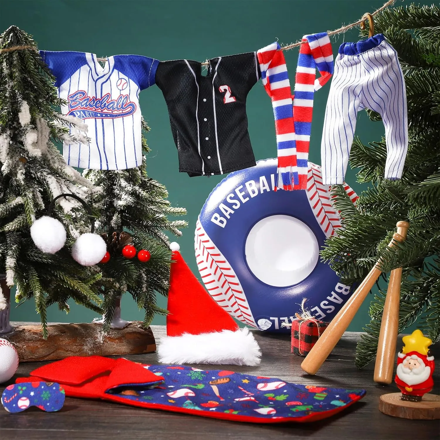 for Doll(Baseball) 1 Set Christmas Doll Accessories Kits 2024 Includes Apron Chef Hat Hammock Swing Sleeping Bag Bathrobe Sweater Dress Headwear Scarf pertain theorize Ear Muffs Eye Mask Glasses Shoes 