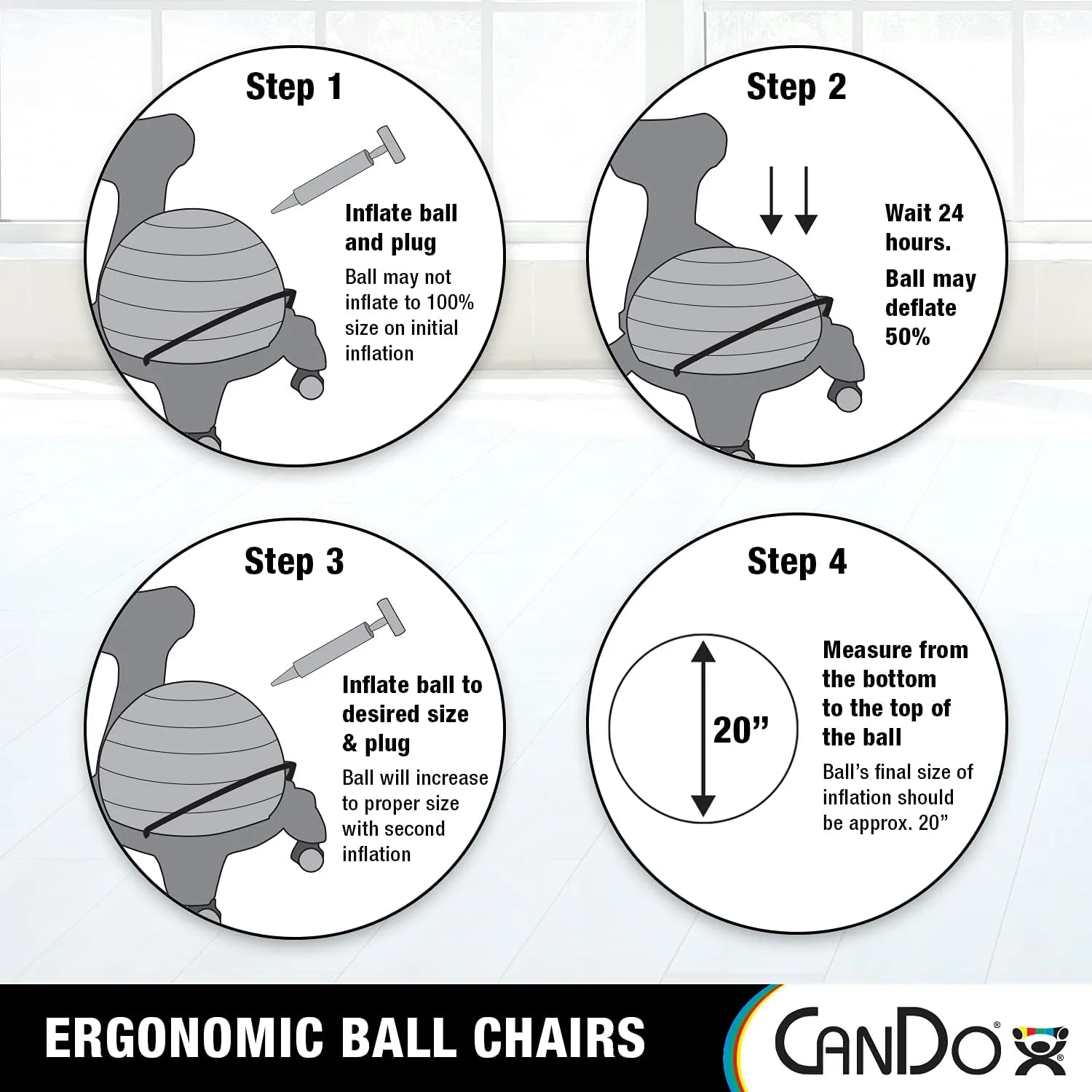 for Home, Office, and Classroom CanDo Metal Ball Chair - Inflatable Ergonomic Active Seating Exercise Ball Chair equal earn barren bluff conversation with Air Pump 