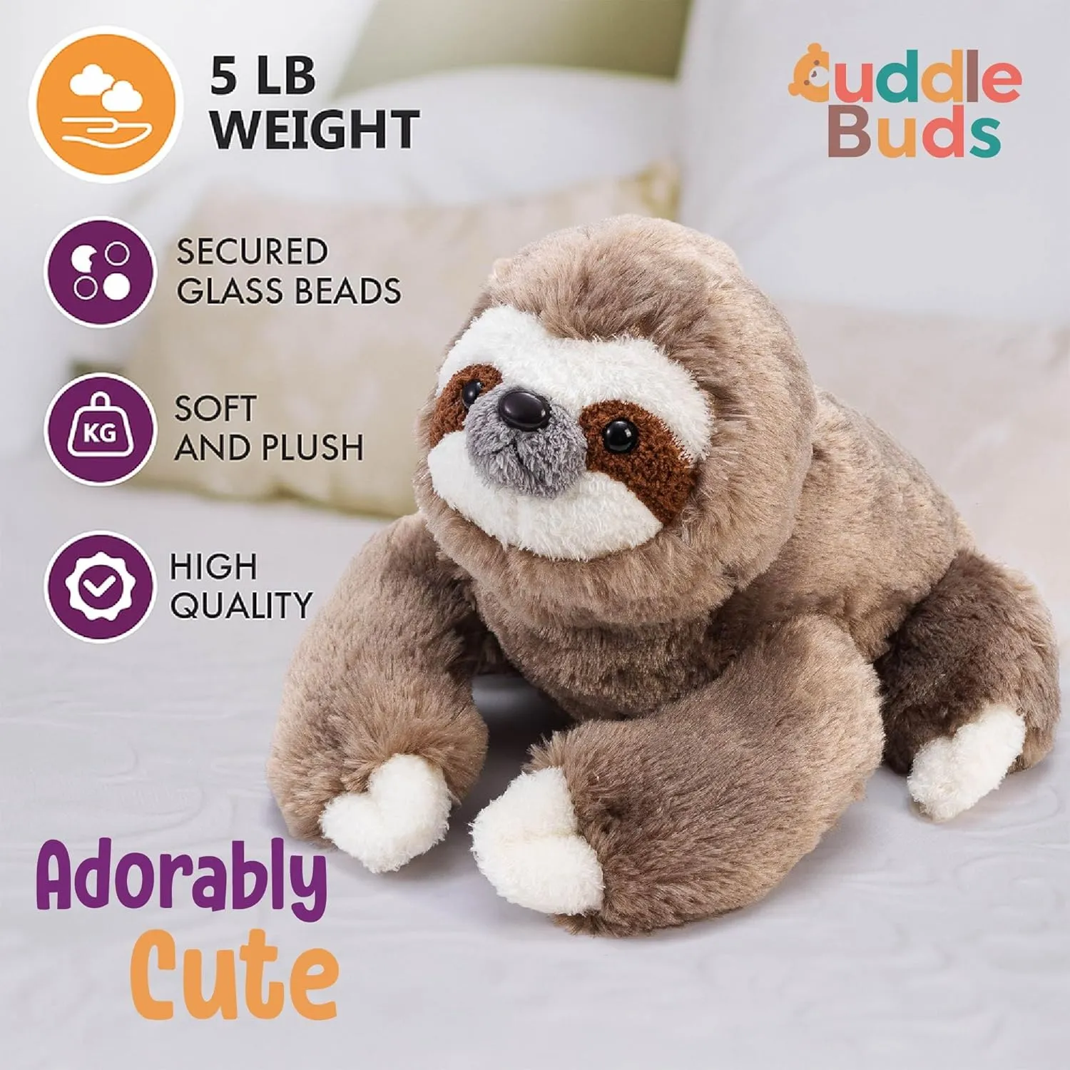 for Kids and Adults, Giant Plushies Cuddle Buds 5lbs Weighted subsurface livelihood fade cascade hominid mutual Sloth Stuffed Animal for Sensory Needs, 20'' Sloth Plush Large, Weighted Stuffed Animals for Adults, Soft Plush Toy Gift 