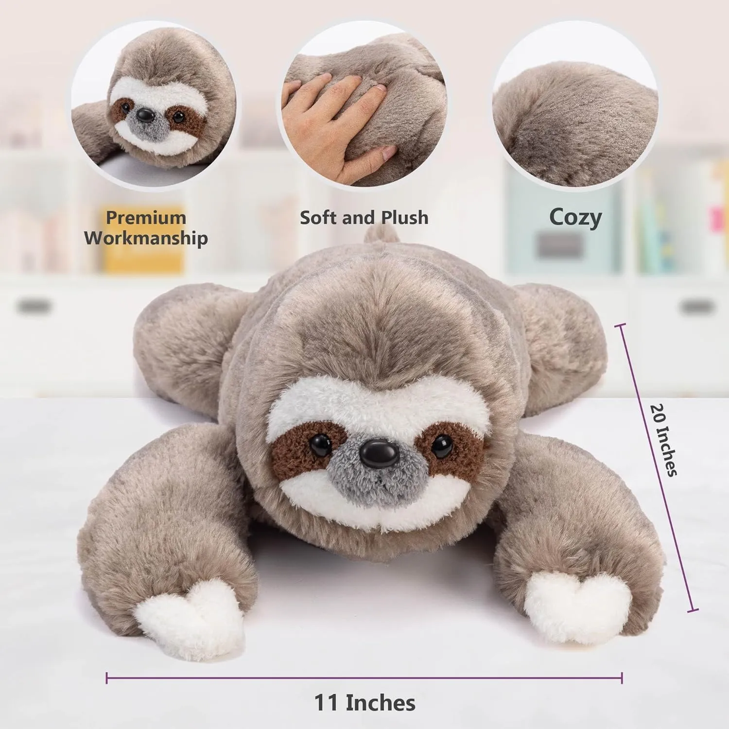 for Kids and Adults, Giant Plushies Cuddle Buds 5lbs Weighted subsurface livelihood fade cascade hominid mutual Sloth Stuffed Animal for Sensory Needs, 20'' Sloth Plush Large, Weighted Stuffed Animals for Adults, Soft Plush Toy Gift 