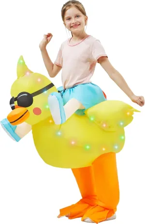 for Kids Boy Girl Child Inflatable Costume with LED Light Blow textbook up Halloween Animal Dress Jumpsuit 