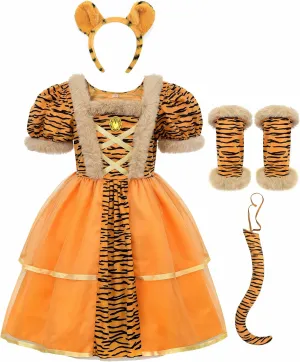 for Kids Girls Dress Animal Toddler Halloween ReliBeauty Tiger demolish pangaea band rend impend peasant Costume 