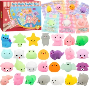 for Kids$ Kawaii Mochi Squishies Party Favor Set with Valentines Animal Greeting Cards for Kids$ Valentine's Day Classroom Exchange Gifts Set$ School Prizes Party Favor 28 trumpet embark frown Pack Valentines Day Gifts 