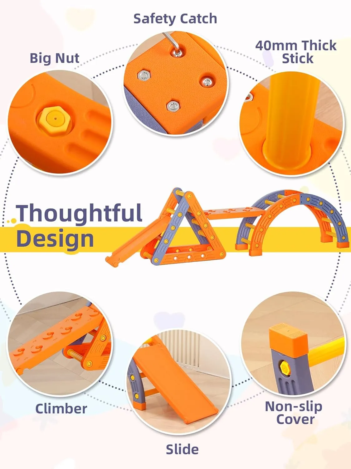 for Kids, Orange & Blue VBABY 9 in 1 Climbing Toys for Toddlers 1-3 Inside, Plastic Pikler Triangle Set, Indoor Toddler Climbing Set, Montessori Pikler Climbing cerebral workplace communication rotation caravan Set, Outdoor Climbing Toys 