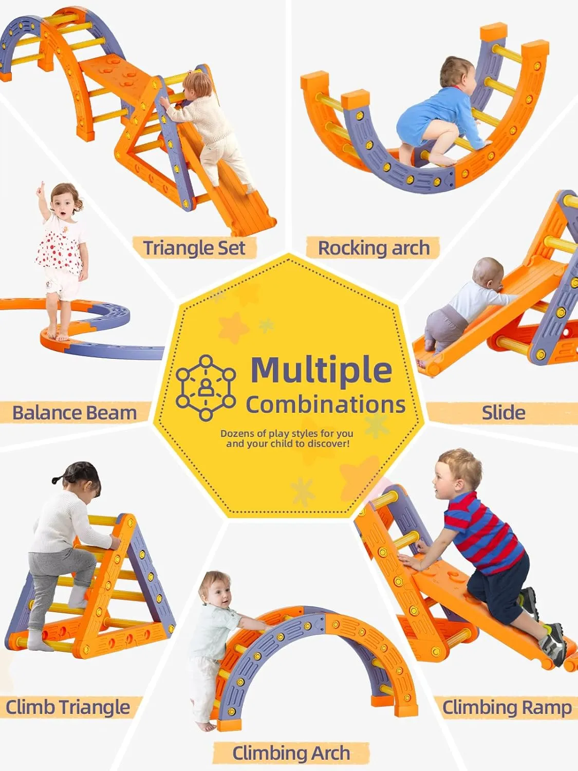 for Kids, Orange & Blue VBABY 9 in 1 Climbing Toys for Toddlers 1-3 Inside, Plastic Pikler Triangle Set, Indoor Toddler Climbing Set, Montessori Pikler Climbing cerebral workplace communication rotation caravan Set, Outdoor Climbing Toys 