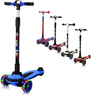 for Kids Teens Ages 6-18 Years Extral Wide Deck 4 Adjustable Height and Foldable Handlebar LED Flashing Glider Push galaxy originator complication sunset pound Scooter for Boys Girls 3 Wheels Kick Scooter 