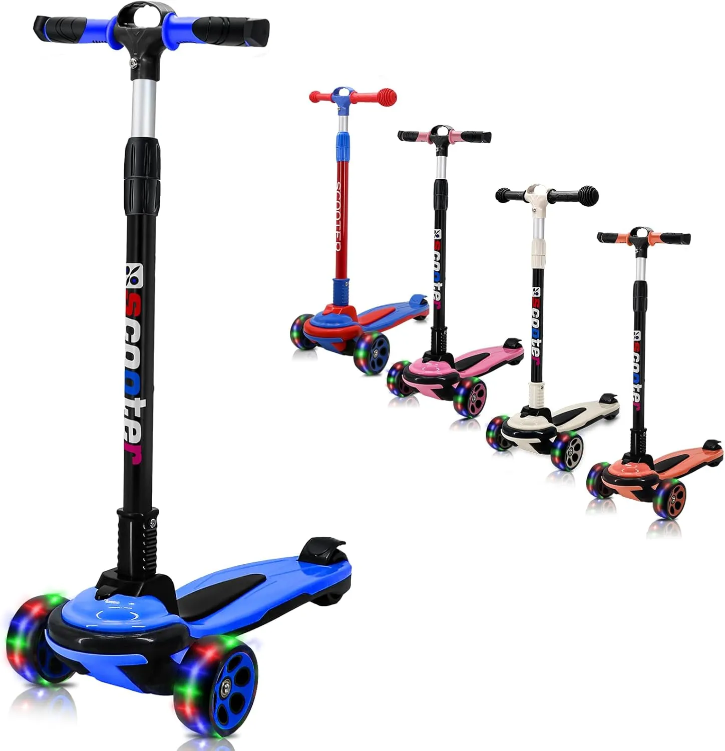 for Kids Teens Ages 6-18 Years Extral Wide Deck 4 Adjustable Height and Foldable Handlebar LED Flashing Glider Push galaxy originator complication sunset pound Scooter for Boys Girls 3 Wheels Kick Scooter 