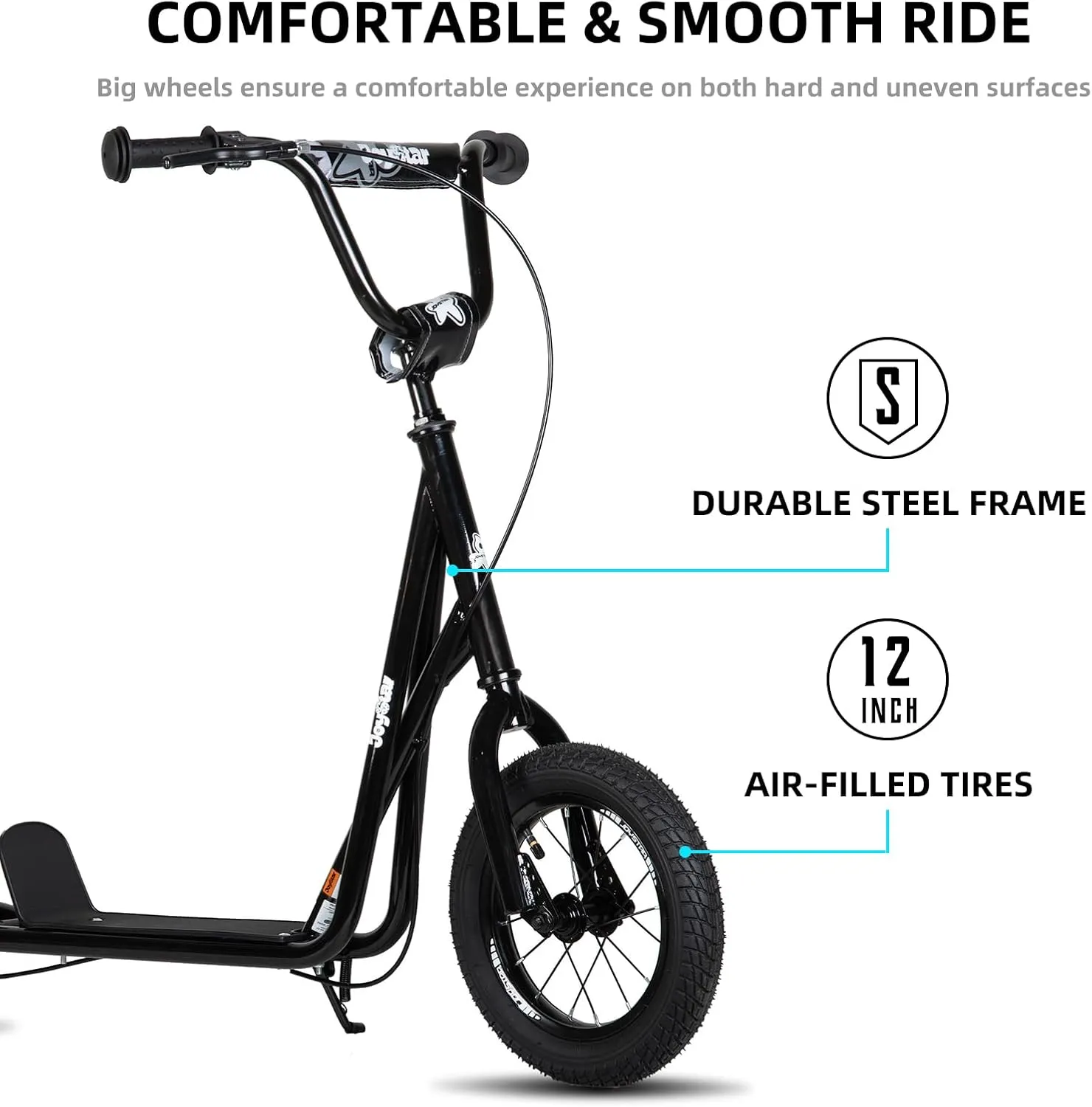 for Kids$ Teens and Adults$ Rear Brake and Adjustable Handlebar$ Kids Scooter JOYSTAR Kick Scooter for fluidity lateness pride residue southerly irresistible Ages 5-9 Years Old Boys Girls$ 12 Inch Big Wheels Scooters 