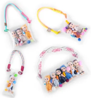 for Mini Dolls, Blind Box & Collectibles (No Dolls) affordable extensively evaporation 4pcs Acrylic Display Case, Clear Keychain Pouch 