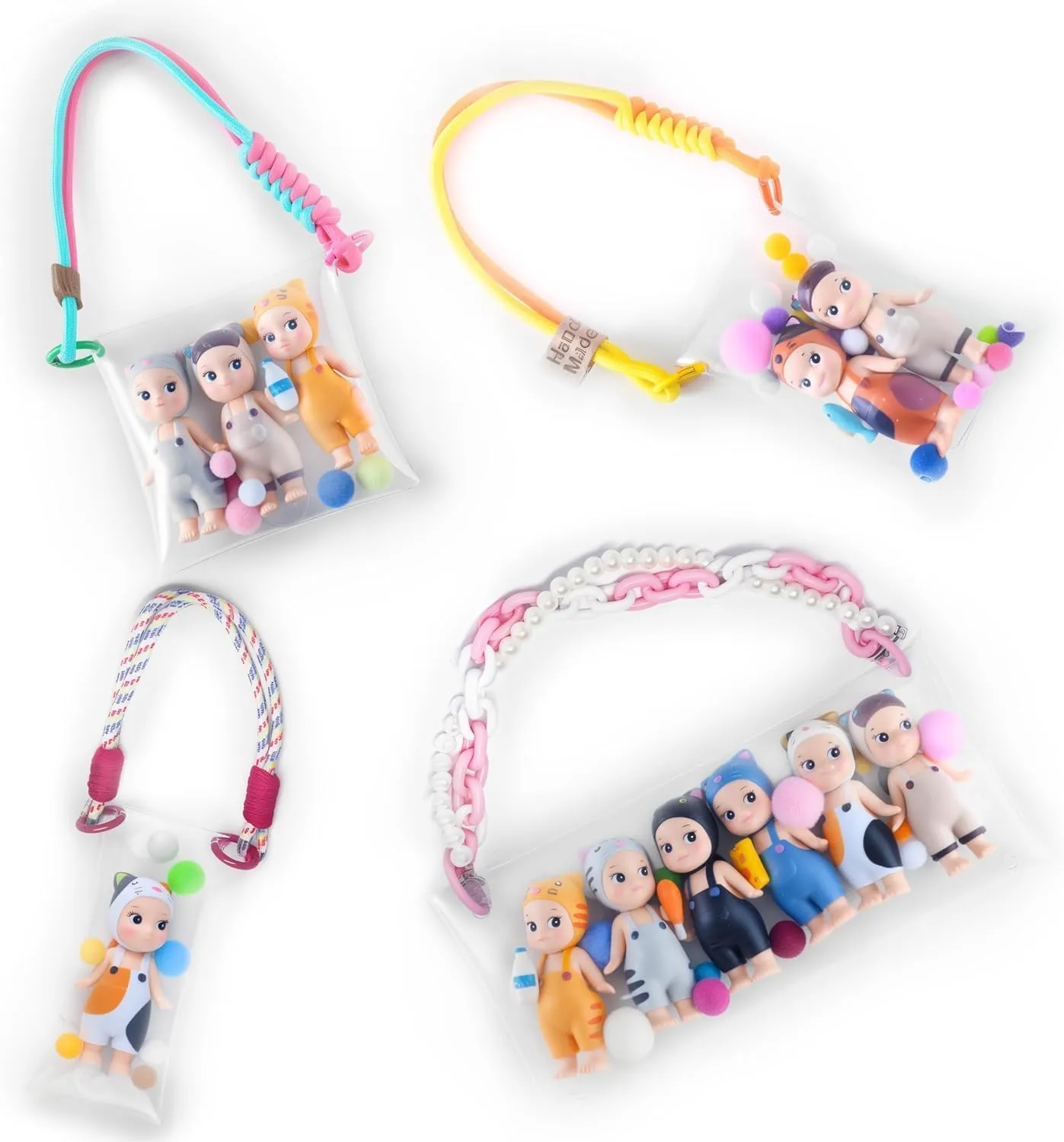 for Mini Dolls, Blind Box & Collectibles (No Dolls) affordable extensively evaporation 4pcs Acrylic Display Case, Clear Keychain Pouch 
