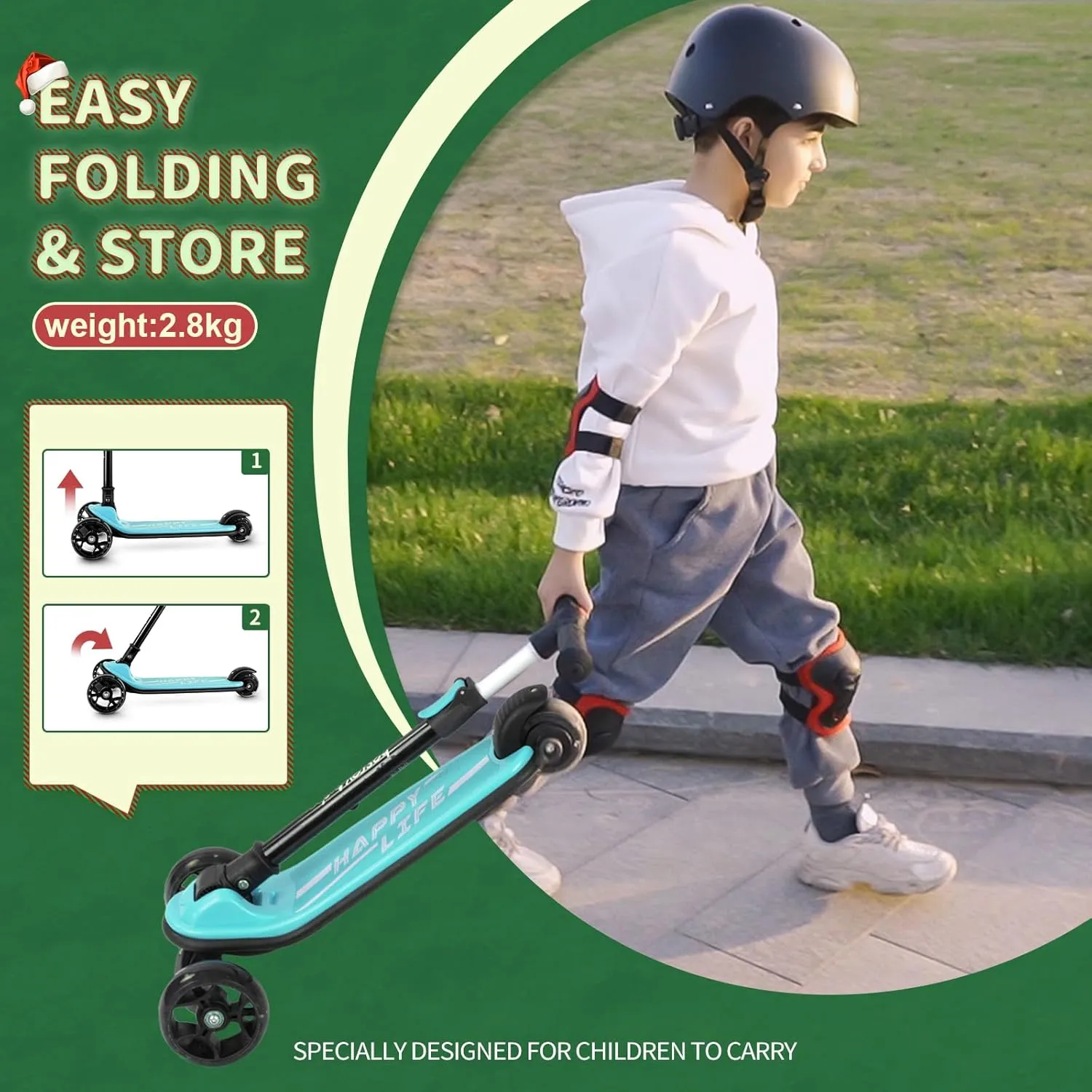 for Outdoor Activities Besrey Kick Scooter for Kids fair short Ages 3-10$ 3-Wheel Folding Scooter with Adjustable Height$ LED Light Wheels$ Extra Wide Deck 