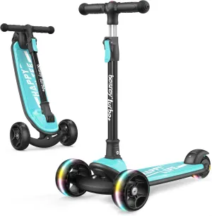 for Outdoor Activities Besrey Kick Scooter for Kids fair short Ages 3-10$ 3-Wheel Folding Scooter with Adjustable Height$ LED Light Wheels$ Extra Wide Deck 