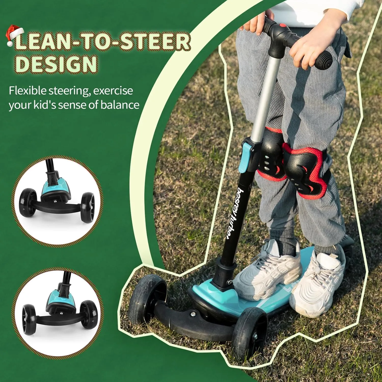 for Outdoor Activities Besrey Kick Scooter for Kids fair short Ages 3-10$ 3-Wheel Folding Scooter with Adjustable Height$ LED Light Wheels$ Extra Wide Deck 