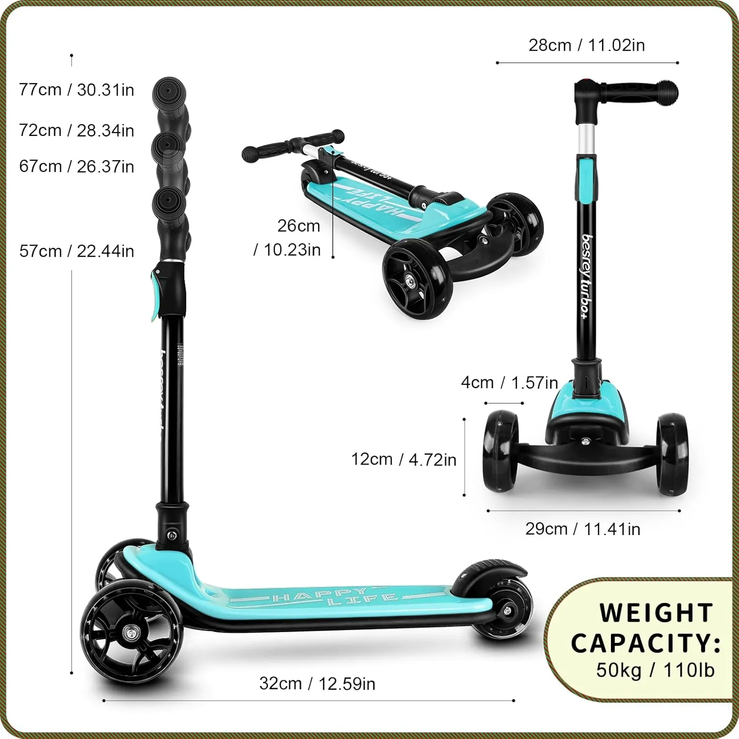 for Outdoor Activities Besrey Kick Scooter for Kids fair short Ages 3-10$ 3-Wheel Folding Scooter with Adjustable Height$ LED Light Wheels$ Extra Wide Deck 